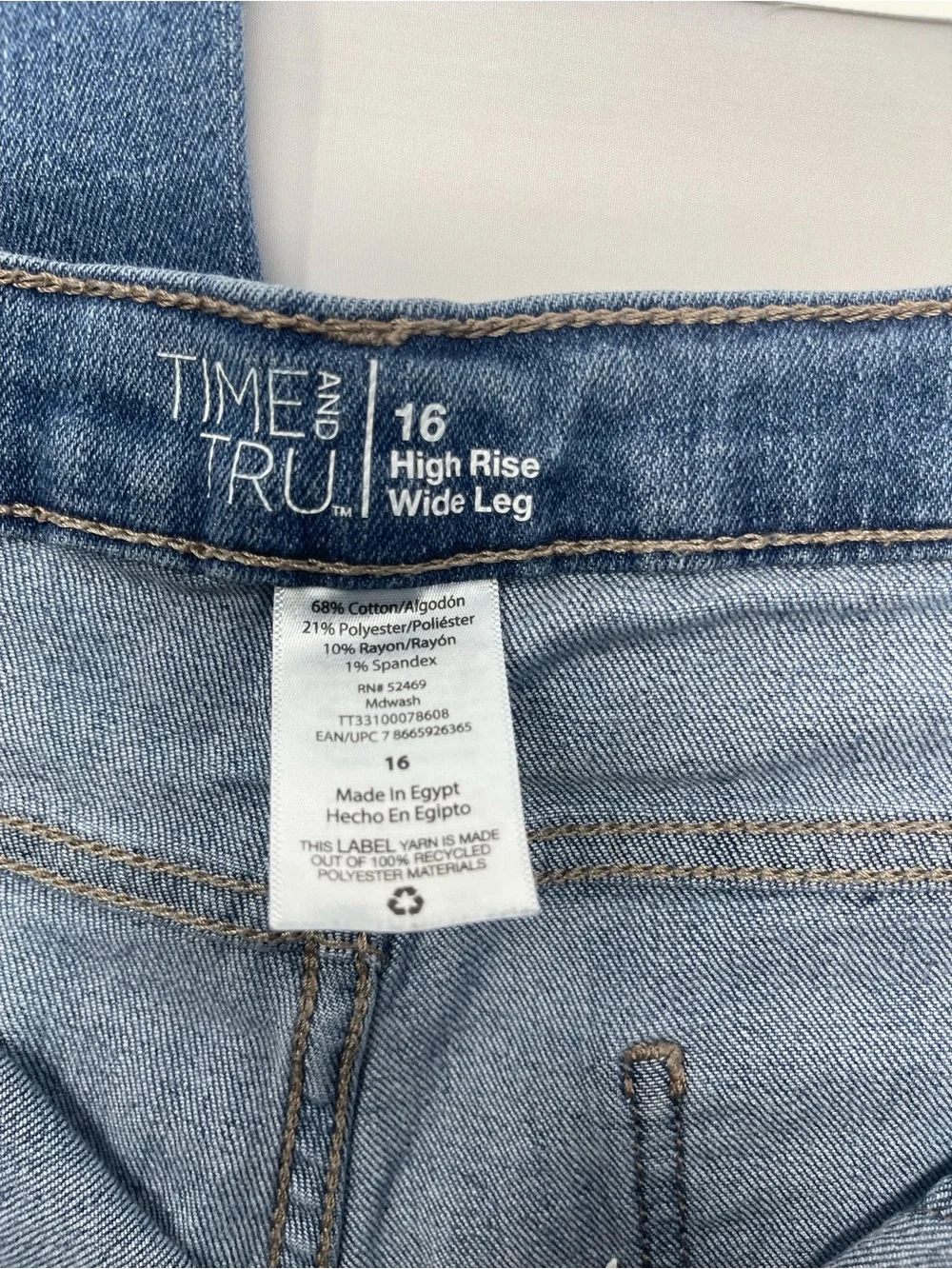 Time and Tru High-Rise Wide Leg Jeans in Light Blue Denim